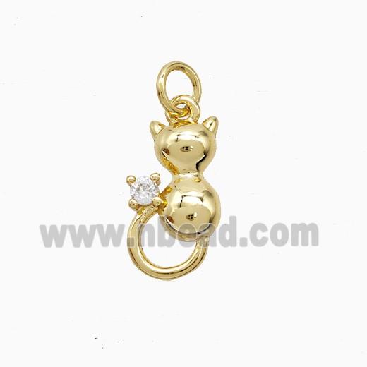 Copper Cat Pendant Pave Zirconia Gold Plated