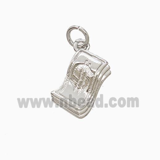Money Dollar Charms Copper Pendant Platinum Plated