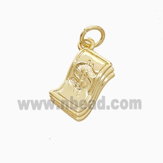 Money Dollar Charms Copper Pendant Gold Plated