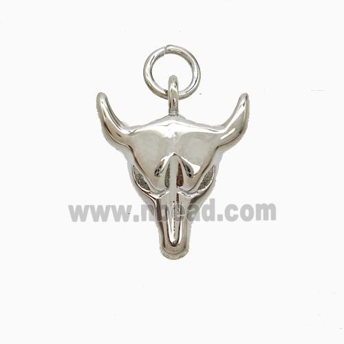 Copper Bullhead Pendant Platinum Plated