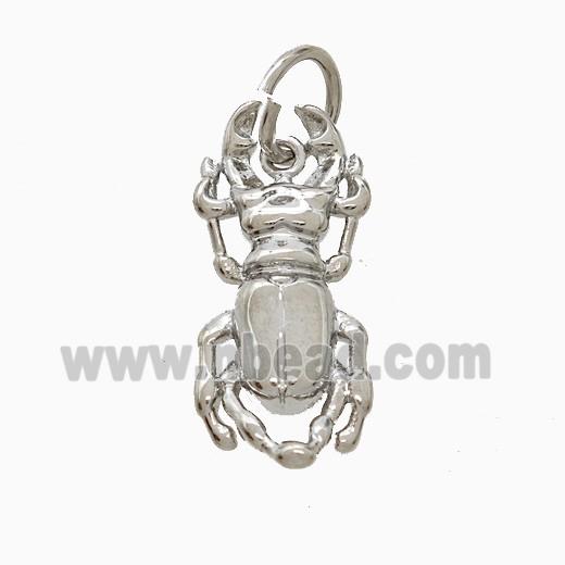 Copper Beetle Pendant Platinum Plated