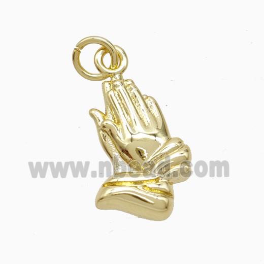 Copper Prayer Hand Pendant Gold Plated