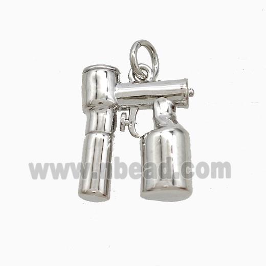 Spray Tanning Device Charms Copper Pendant Platinum Plated