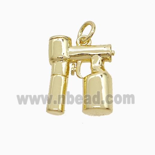 Spray Tanning Device Charms Copper Pendant Gold Plated