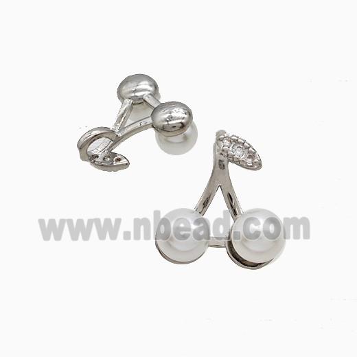 Copper Cherry Pendant Pave Resin Platinum Plated