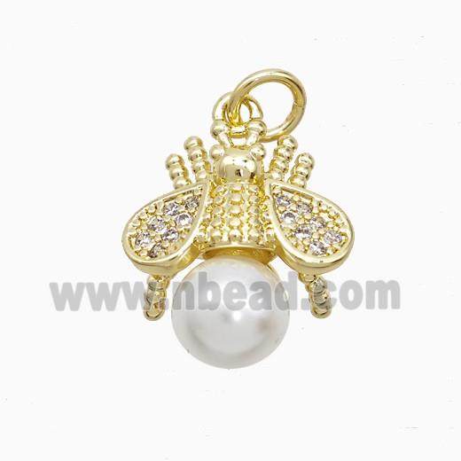 Copper Honeybee Pendant Pave Resin Gold Plated