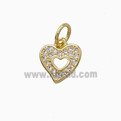 Copper Heart Pendant Pave Zirconia Gold Plated