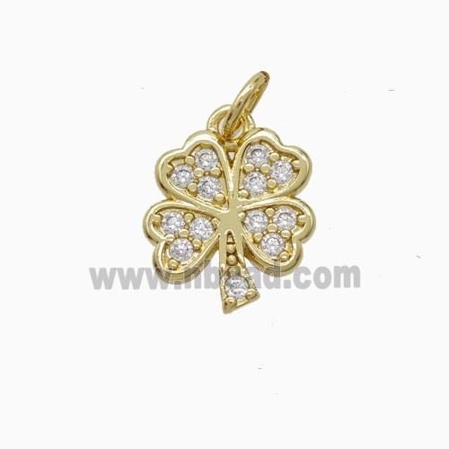 Copper Clover Pendant Pave Zirconia Gold Plated