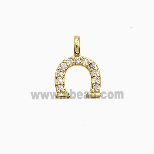 Copper Horseshoe Pendant Pave Zirconia Gold Plated
