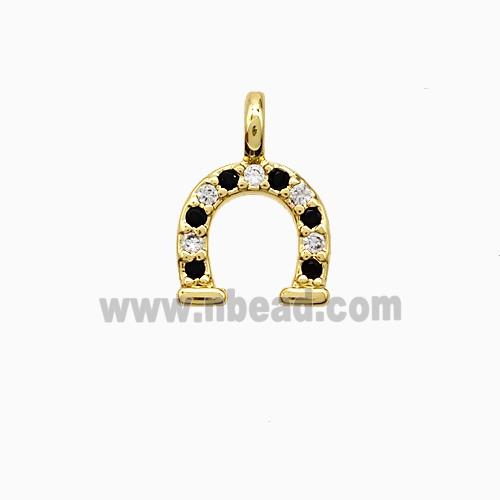 Copper Horseshoe Pendant Pave Zirconia Gold Plated