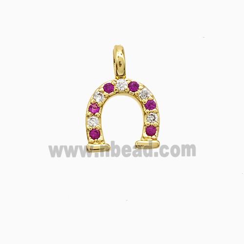 Copper Horseshoe Pendant Pave Zirconia Gold Plated