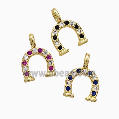 Copper Horseshoe Pendant Pave Zirconia Gold Plated Mixed