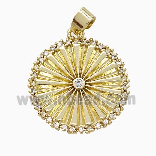 Copper Sun PEndant Pave Zirconia Gold Plated