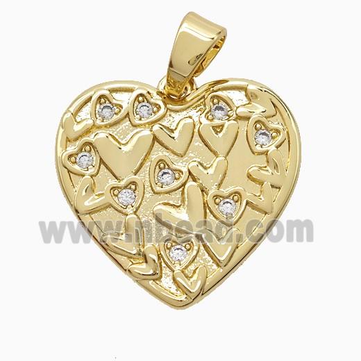 Copper Heart Pendant Pave Zirconia Gold Plated