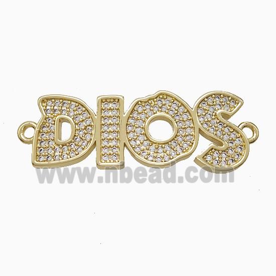 Copper DIOS Connector Pave Zirconia Gold Plated