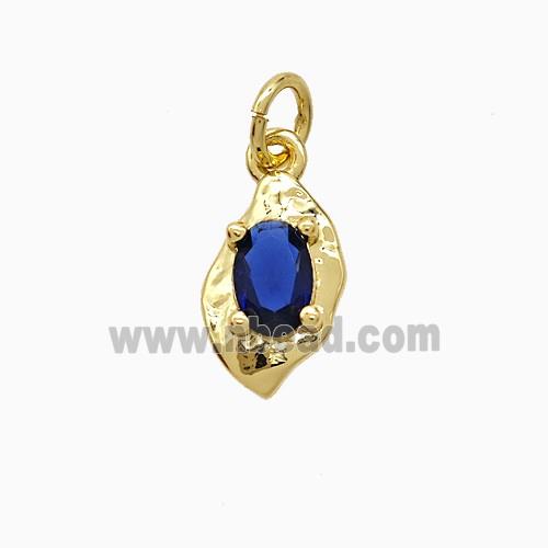 Copper Leaf Pendant Pave Crystal Glass Gold Plated