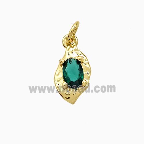 Copper Leaf Pendant Pave Crystal Glass Gold Plated