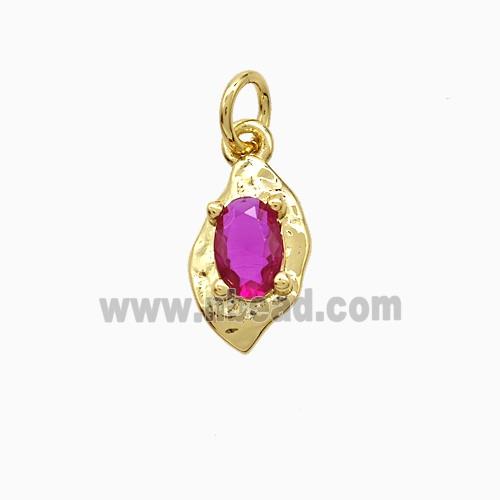 Copper Leaf Pendant Pave Crystal Glass Gold Plated
