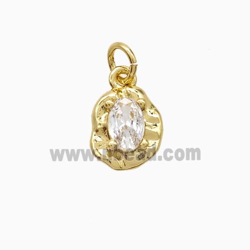 Copper Leaf Pendant Pave Crystal Glass Gold Plated
