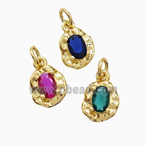Copper Leaf Pendant Pave Crystal Glass Gold Plated Mixed