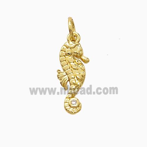 Copper Seahorse Pendant Pave Zirconia Gold Plated