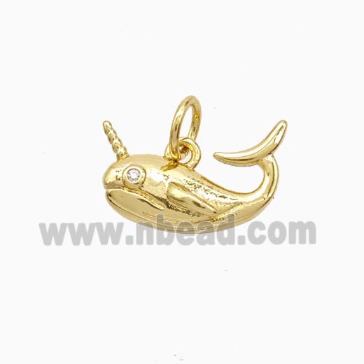 Copper Dolphin Pendant Pave Zirconia Gold Plated