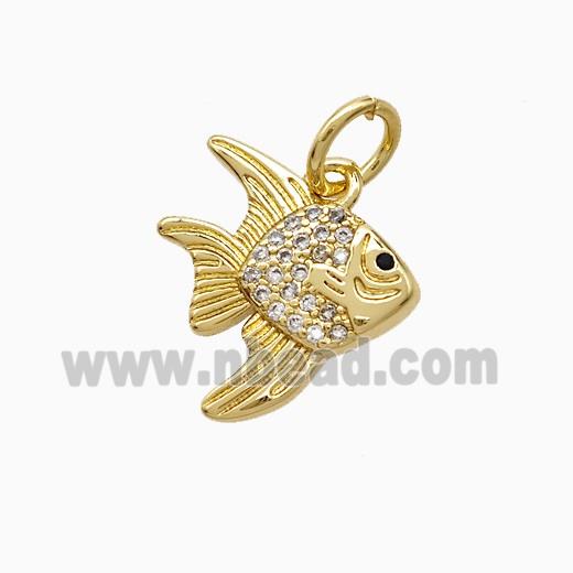Copper Fish Pendant Pave Zirconia Gold Plated