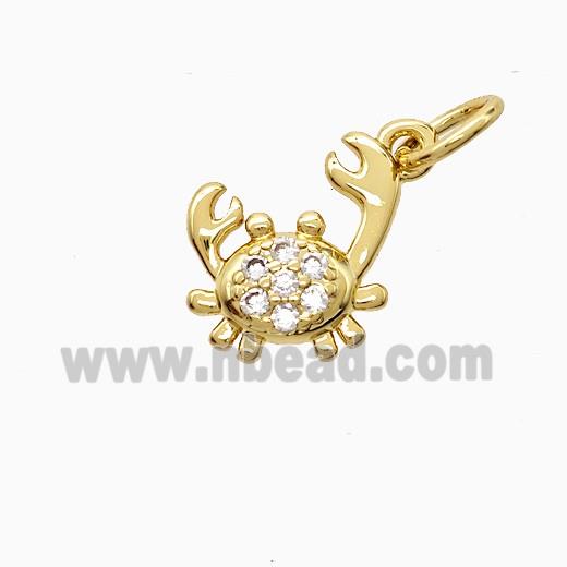 Copper Crab Pendant Pave Zirconia Gold Plated