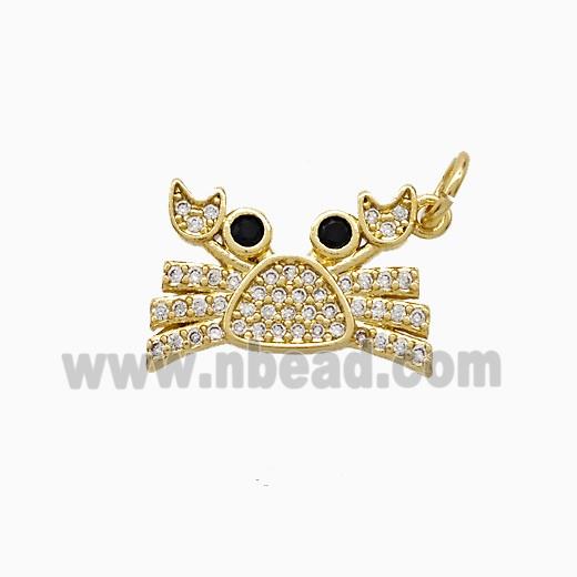 Copper Crab Pendant Pave Zirconia Gold Plated
