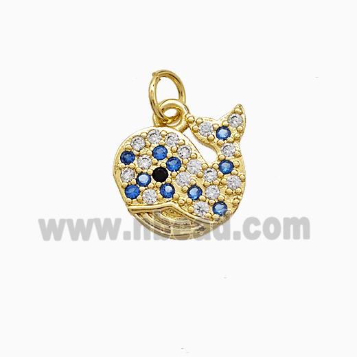 Copper Dolphin Pendant Pave Zirconia Gold Plated