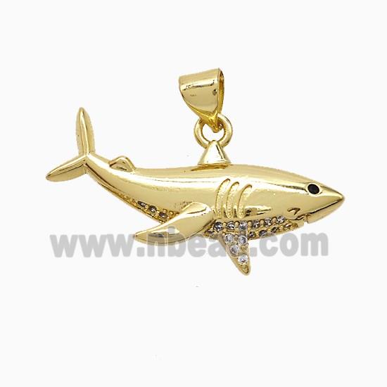 Copper Shark Pendant Pave Zirconia Gold Plated