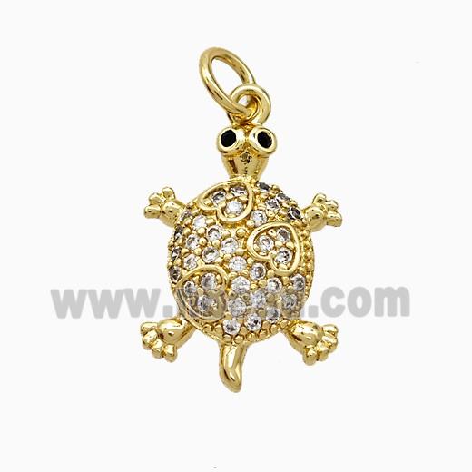 Copper Tortoise Pendant Pave Zirconia Gold Plated