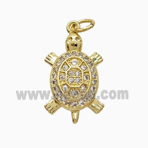 Copper Tortoise Pendant Pave Zirconia Gold Plated