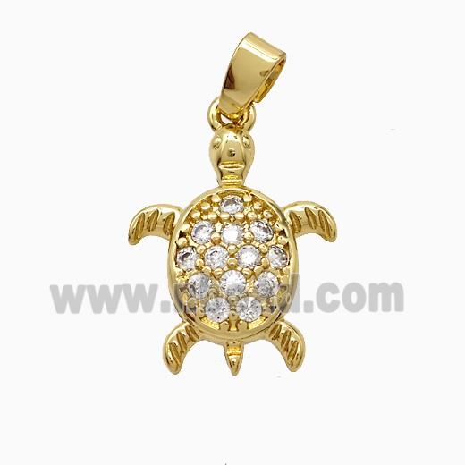 Copper Tortoise Pendant Pave Zirconia Gold Plated