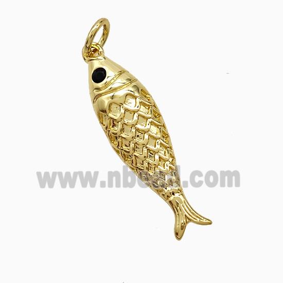Copper Fish Pendant Pave Zirconia Gold Plated