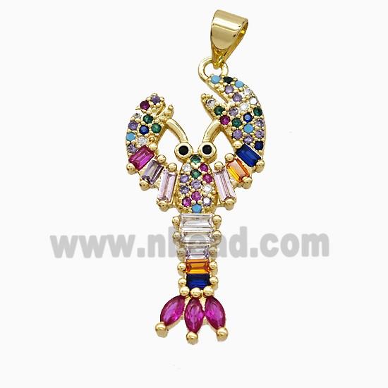 Copper Crab Pendant Pave Zirconia Gold Plated