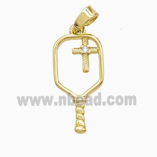 Pickleball Paddle Charms Copper Pendant Cross Sports Gold Plated