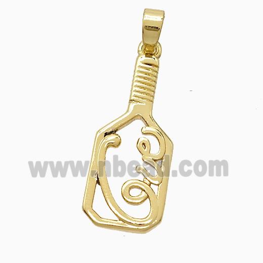 Pickleball Paddle Charms Copper Pendant Sports Gold Plated