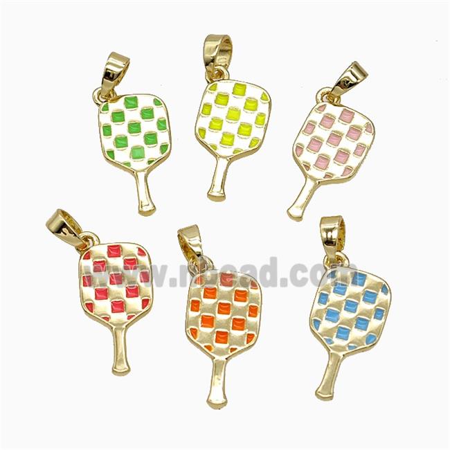 Copper Pickleball Paddle Pendant Enamel Sports Gold Plated Mixed