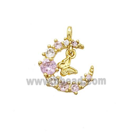 Copper Pendant Pave Zircon, Gold Plated