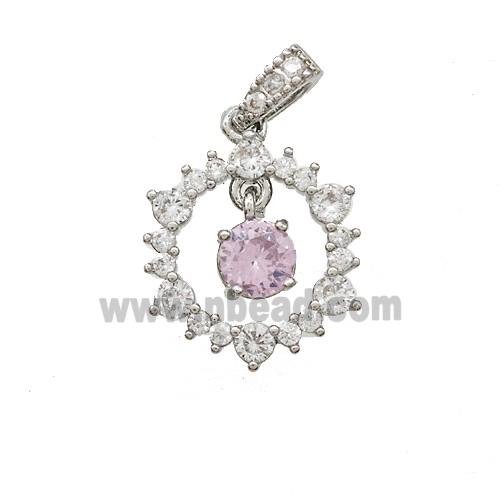 Copper Pendant Pave Zircon, Gold Plated
