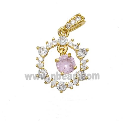 Copper Pendant Pave Zircon, Gold Plated