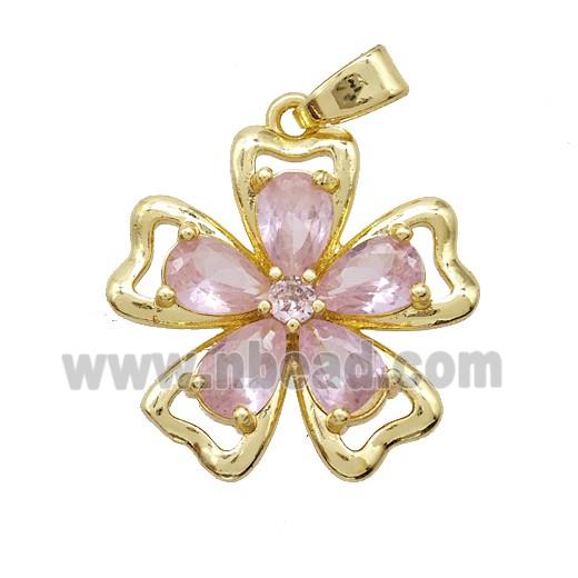 Copper Pendant Pave Zircon, Gold Plated