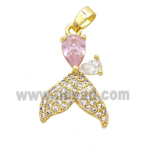 Copper Pendant Pave Zircon, Gold Plated