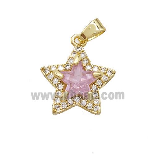 Copper Pendant Pave Zircon, Gold Plated