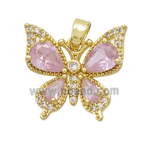 Copper Pendant Pave Zircon, Gold Plated