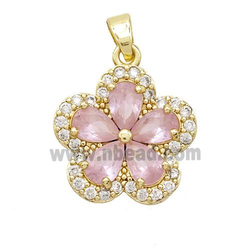 Copper Pendant Pave Zircon, Gold Plated