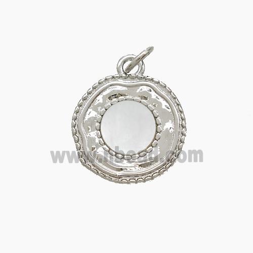 Copper Sun Pendant Pave Shell Platinum Plated