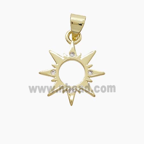 Copper Sun Pendant Pave Zirconia Gold Plated