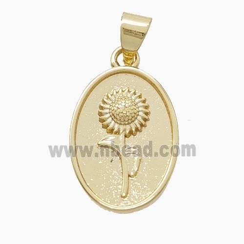 Copper Sunflower Pendant Gold Plated